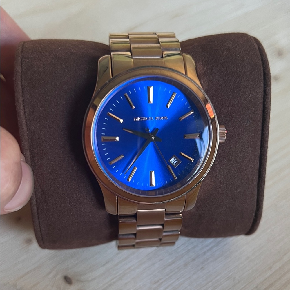 Michael Kors Rose Gold Watch with Blue Dial